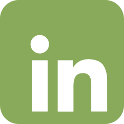 LinkedIn logo on green background.