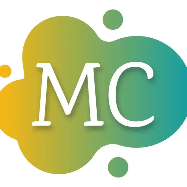 Colorful MC logo with gradient background